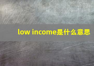 low income是什么意思